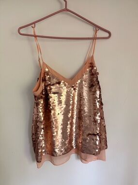 Pink sequin tank sz 8 adjustable straps NWT
